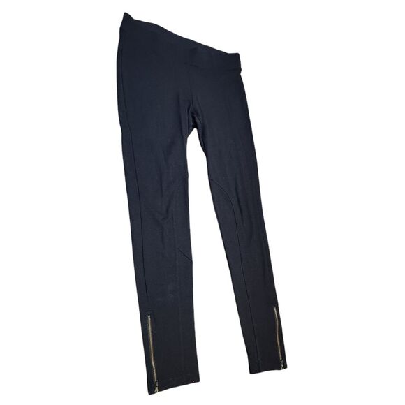 CABI Ponte Leggings Skinny Pants Black Gold Ankle Zipper 144 Stretch‎ Classic M - Picture 4 of 11